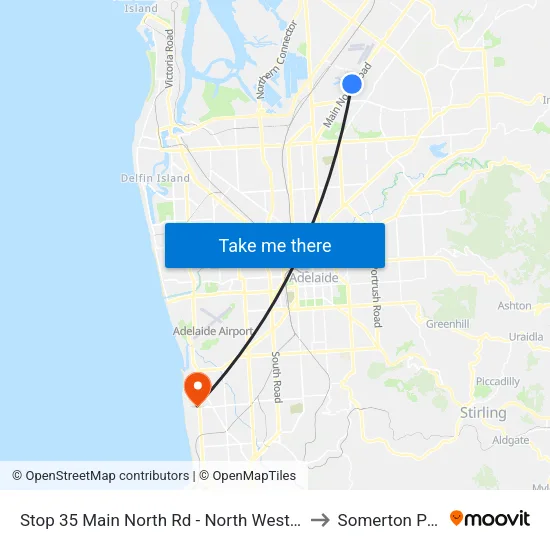 Stop 35 Main North Rd - North West side to Somerton Park map