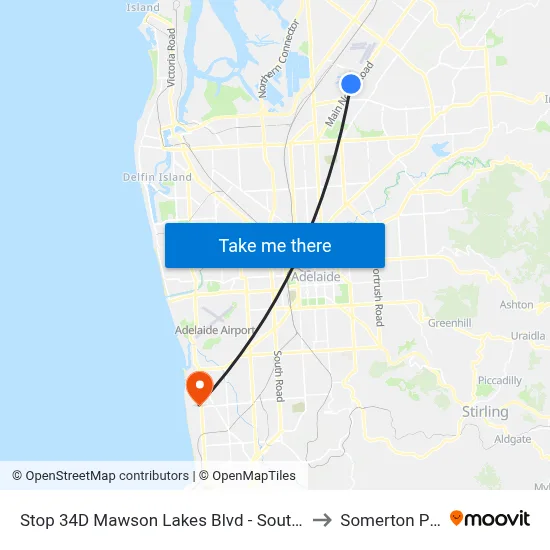 Stop 34D Mawson Lakes Blvd - South side to Somerton Park map