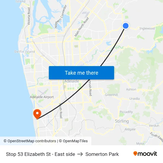 Stop 53 Elizabeth St - East side to Somerton Park map