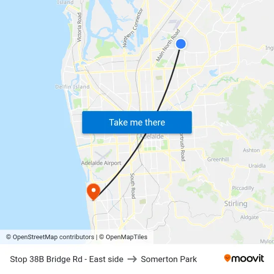 Stop 38B Bridge Rd - East side to Somerton Park map