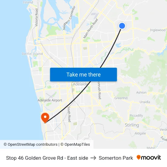 Stop 46 Golden Grove Rd - East side to Somerton Park map