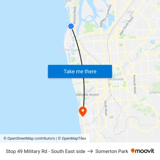 Stop 49 Military Rd - South East side to Somerton Park map