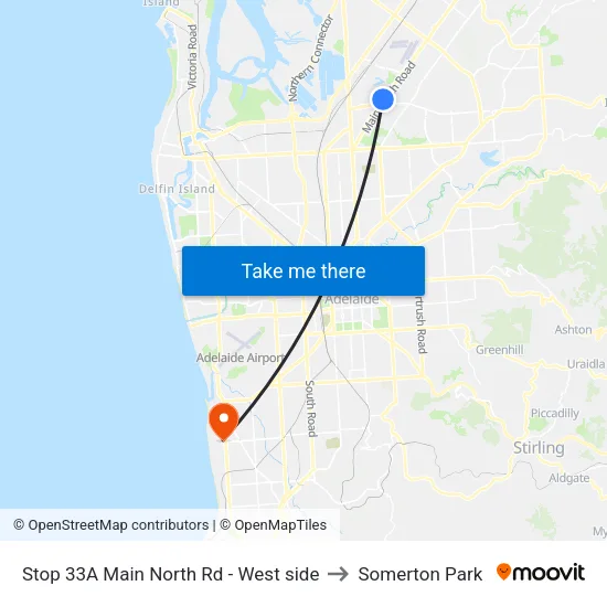 Stop 33A Main North Rd - West side to Somerton Park map