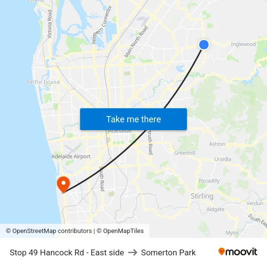 Stop 49 Hancock Rd - East side to Somerton Park map