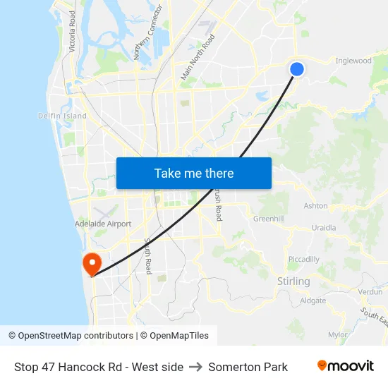 Stop 47 Hancock Rd - West side to Somerton Park map