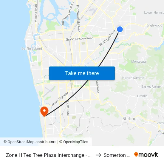 Zone H Tea Tree Plaza Interchange - West side to Somerton Park map