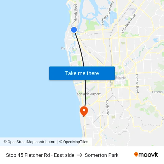 Stop 45 Fletcher Rd - East side to Somerton Park map
