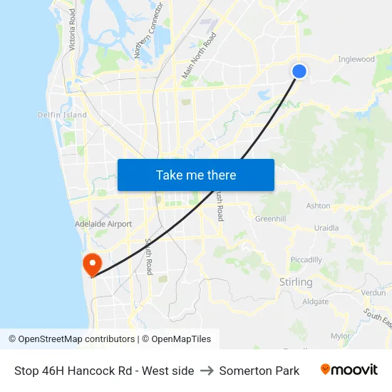 Stop 46H Hancock Rd - West side to Somerton Park map