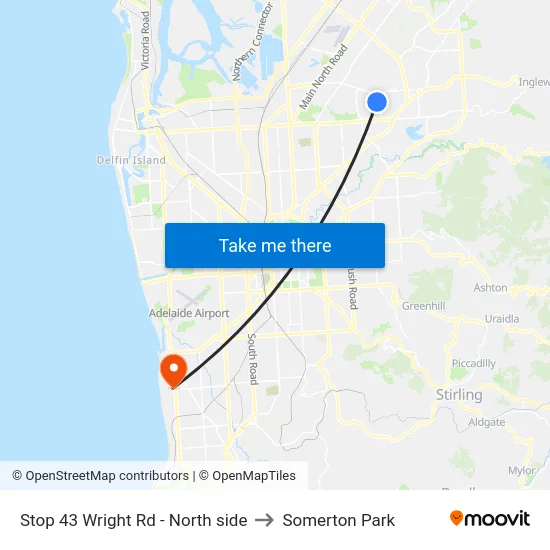 Stop 43 Wright Rd - North side to Somerton Park map