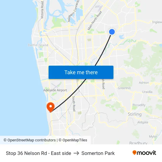 Stop 36 Nelson Rd - East side to Somerton Park map
