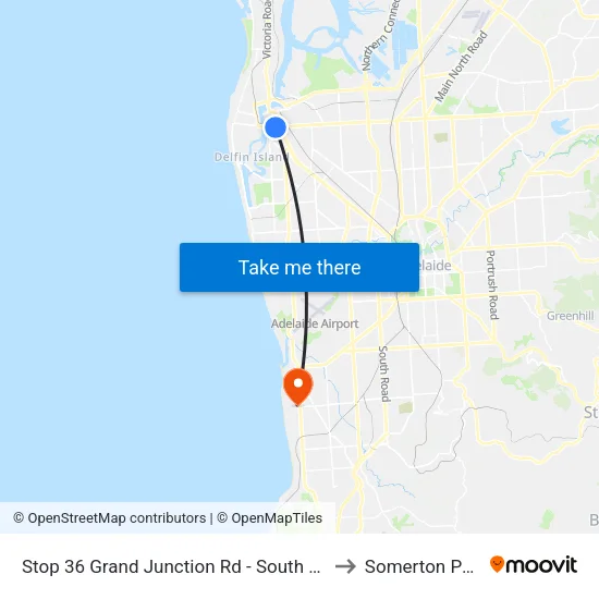 Stop 36 Grand Junction Rd - South side to Somerton Park map