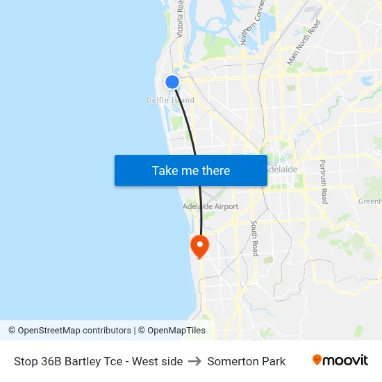 Stop 36B Bartley Tce - West side to Somerton Park map