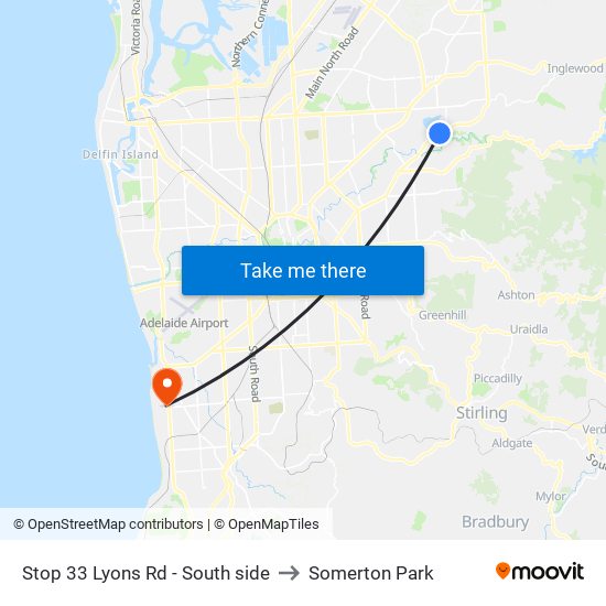 Stop 33 Lyons Rd - South side to Somerton Park map