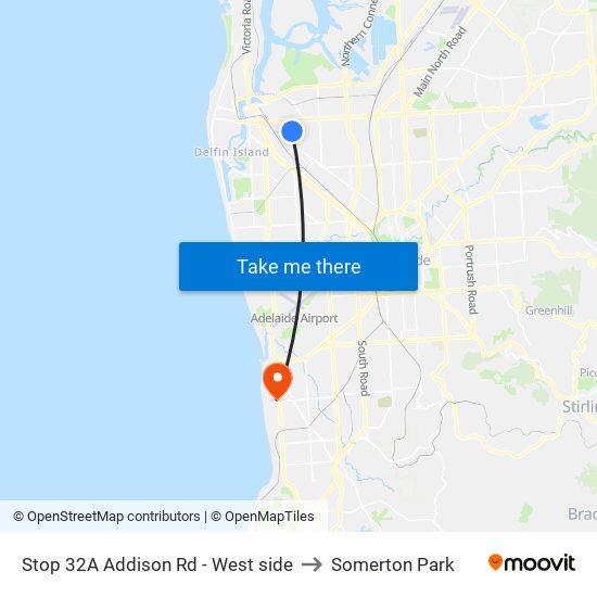 Stop 32A Addison Rd - West side to Somerton Park map