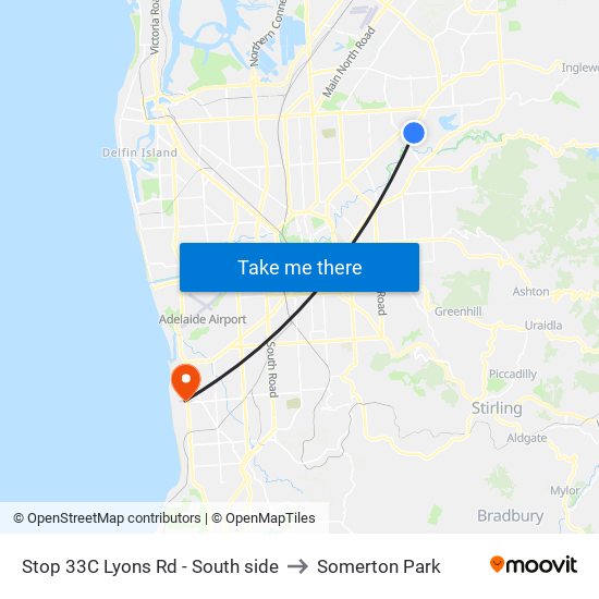 Stop 33C Lyons Rd - South side to Somerton Park map