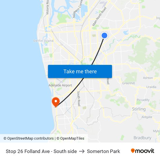 Stop 26 Folland Ave - South side to Somerton Park map