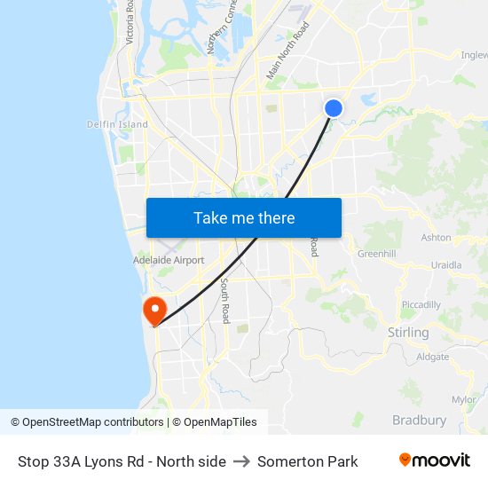 Stop 33A Lyons Rd - North side to Somerton Park map