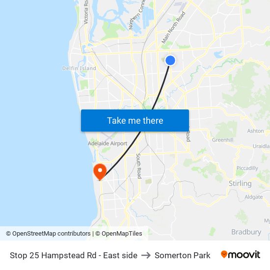 Stop 25 Hampstead Rd - East side to Somerton Park map