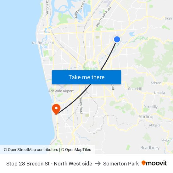 Stop 28 Brecon St - North West side to Somerton Park map