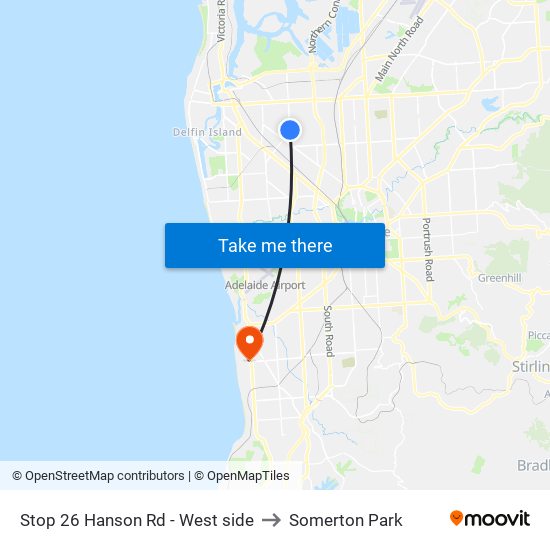 Stop 26 Hanson Rd - West side to Somerton Park map