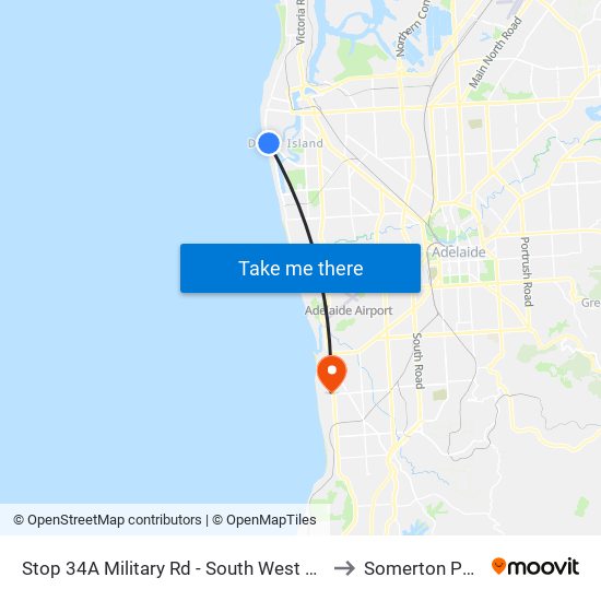 Stop 34A Military Rd - South West side to Somerton Park map