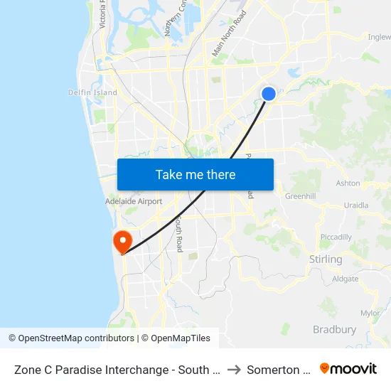 Zone C Paradise Interchange - South East side to Somerton Park map