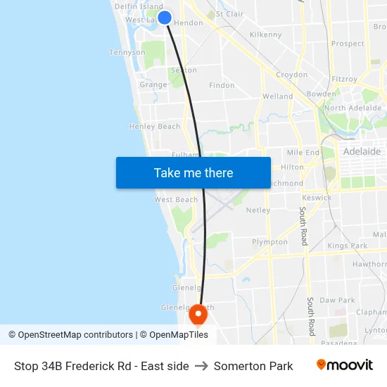 Stop 34B Frederick Rd - East side to Somerton Park map