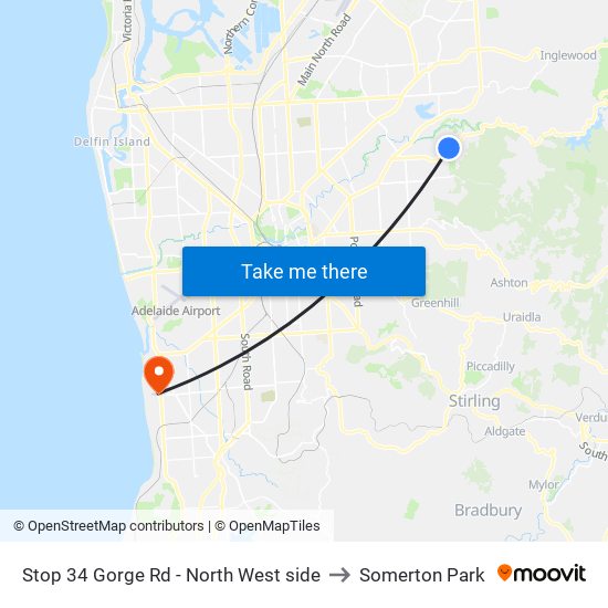 Stop 34 Gorge Rd - North West side to Somerton Park map