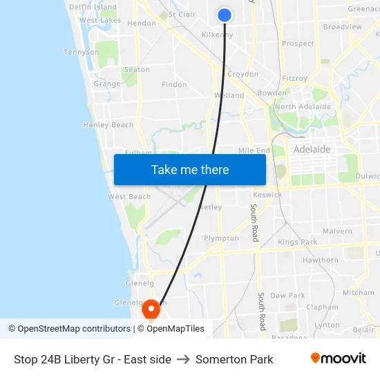 Stop 24B Liberty Gr - East side to Somerton Park map