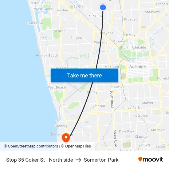 Stop 35 Coker St - North side to Somerton Park map