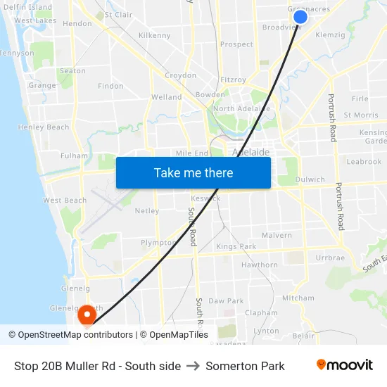 Stop 20B Muller Rd - South side to Somerton Park map