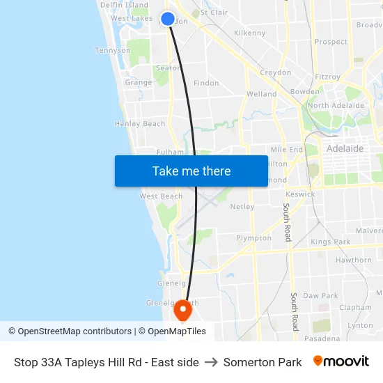 Stop 33A Tapleys Hill Rd - East side to Somerton Park map