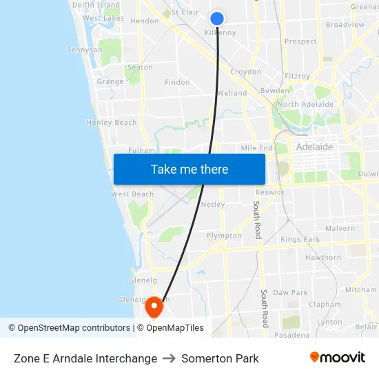 Zone E Arndale Interchange to Somerton Park map