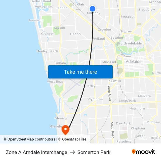 Zone A Arndale Interchange to Somerton Park map