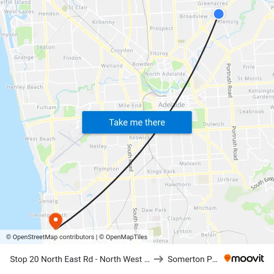 Stop 20 North East Rd - North West side to Somerton Park map