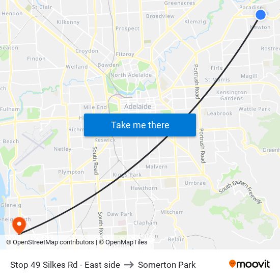 Stop 49 Silkes Rd - East side to Somerton Park map