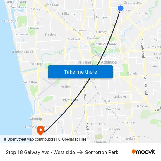 Stop 18 Galway Ave - West side to Somerton Park map