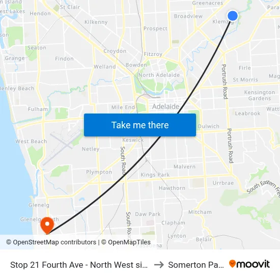 Stop 21 Fourth Ave - North West side to Somerton Park map