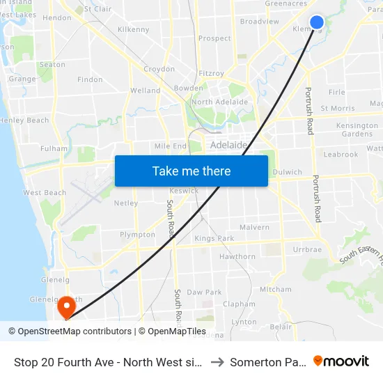 Stop 20 Fourth Ave - North West side to Somerton Park map