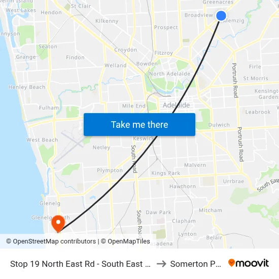 Stop 19 North East Rd - South East side to Somerton Park map
