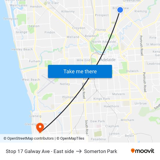 Stop 17 Galway Ave - East side to Somerton Park map