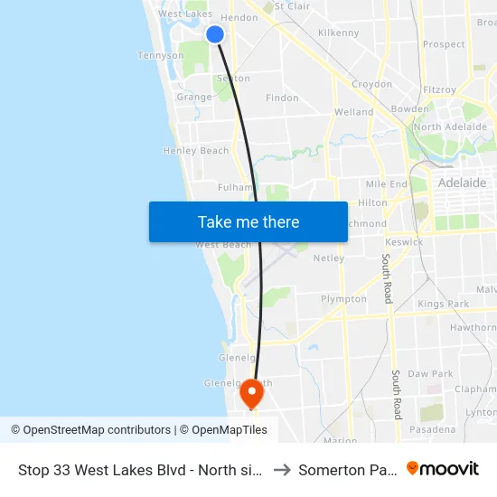 Stop 33 West Lakes Blvd - North side to Somerton Park map