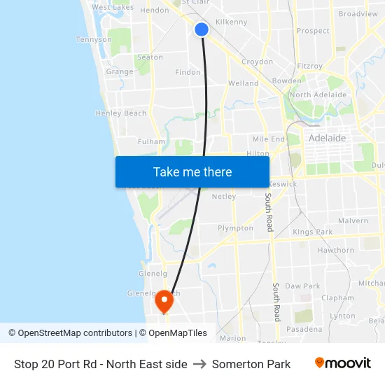 Stop 20 Port Rd - North East side to Somerton Park map