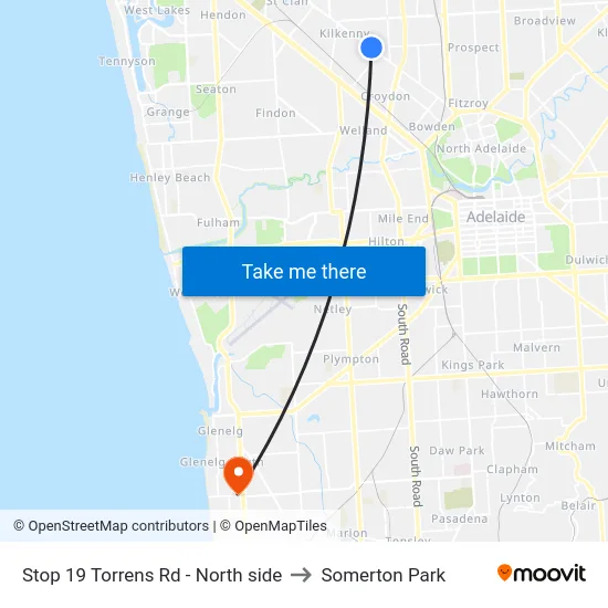 Stop 19 Torrens Rd - North side to Somerton Park map