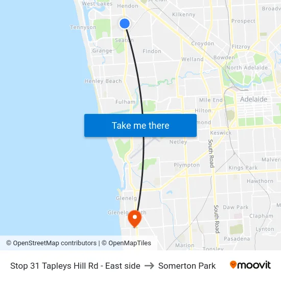 Stop 31 Tapleys Hill Rd - East side to Somerton Park map