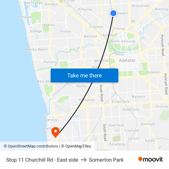 Stop 11 Churchill Rd - East side to Somerton Park map