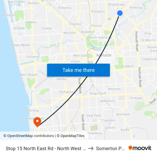 Stop 15 North East Rd - North West side to Somerton Park map