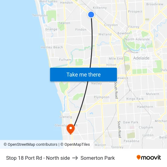 Stop 18 Port Rd - North side to Somerton Park map
