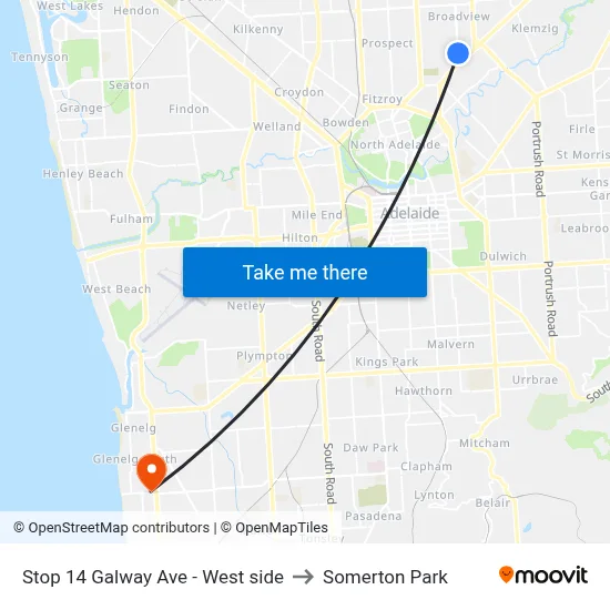 Stop 14 Galway Ave - West side to Somerton Park map