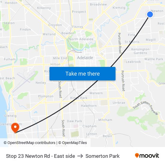 Stop 23 Newton Rd - East side to Somerton Park map